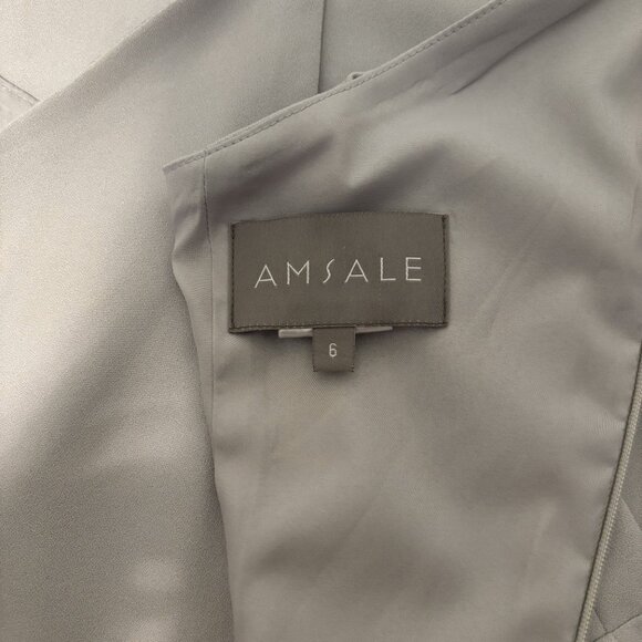 Amsale Silver Gray Halter Neck Maxi Dress - Size 6 - Picture 4 of 5